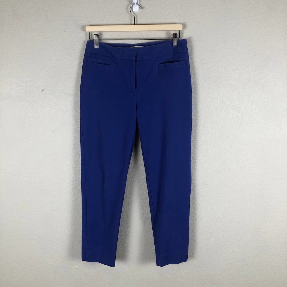 Talbots Pants Blue Straight Slit Front Pocket Stretch Versatile Size 6